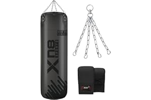 XN8 Sports Unfilled Punching Bag for Boxing – 4ft & 5ft Heavy Duty Punch Bag with Boxing Mitts & Hanging Chain | Ideal for Kickboxing, Muay Thai, MMA, Grappling & Martial Arts Training