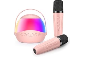 Stynice Karaoke Maschine Kinder mit 2 Kabellosen Karaoke Mikrofon Kinder - Geschenk für Mädchen 3+ Jahre Karaoke Anlage mit RGB-Lichtern und Stimmenverzerrer - Spielzeug ab 3+ Jahre Mädchen Jungen