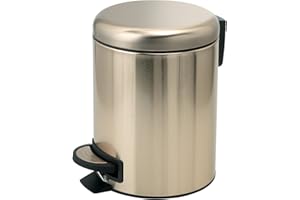 Gedy G-Potty Bathroom Bin Gold 3 L, Measurements: 25.1 x 17.4 x 22.6 cm, Stainless Steel and Polypropylene, Bathroom Basket with Soft Close Closure, Removable Basket, R&D Design, 2 Year Warranty