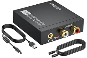 PROZOR DAC Convertidor Audio ABS 192kHz Conversor Digital a Analógico Adaptador de Audio Digital Coaxial Toslink a Analógico Estéreo L/R RCA de 3,5 mm para HDTV Blu-Ray DVD Amplificador AV