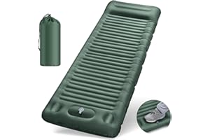 Arlierss JEMULICE Camping Mat, 12cm Thicken Camping Sleeping Mat with Pillow, Camping Mattress with Foot Press Pump, Portable Inflatable Mat for Outdoor Camping, Hiking, Beach