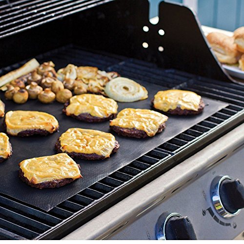 Grillmatte, Sounor 3er Set Wiederverwendbar BBQ Grill Matten aus Silikon mit Teflon Antihaftbeschichtung für bis 260°C Utensil für Gas, Kohle, Ofen, Elektrogrill, LFGB und FDA Zulassung 40×33 cm - 6
