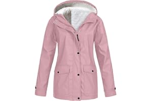 GÉNÉRIQUE Vêtements Imperméables Femme Hiver Chaud parka femme mi saison imperméable Veste doublée en polaire grande taille Couleur Unie Veste de Pluie Manteaux avec Capuche D'extérieur Coupe-Vent S à 4XL
