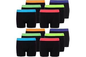 BAMU Boys Classic Boxer Shorts 6 and 12 Pack Combed Cotton Blend Designer Trunk Boxers Underwear 5Years - 13 Years