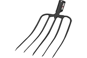 KOTARBAU® Horca de acero con 5 Dientes, Horca de jardín para compost, estiércol, Horca sin mango, Horca para airear Suelos, Horca para ablandar la Tierra y airear el compost, Horca Agrícola para campo