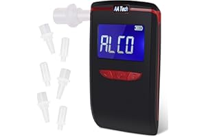 HooJtny Alcoholímetro Homologado DGT, Alcoholimetro Portátil Certificado Profesional, Alcoholímetro Digital con 4 Boquillas Sensor Semiconductor