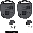 HTTYHT 2 Pack Car Key Fob Case Replacement Compatible with Toyota Yaris Corolla Avensis RAV4 Celica Camry Echo Prado 2 Button Car Remote Control Key Fob Cover Shell Repair Kit with Rubber Pad