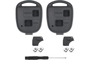 HTTYHT 2 Pack Car Key Fob Case Replacement Compatible with Toyota Yaris Corolla Avensis RAV4 Celica Camry Echo Prado 2 Button Car Remote Control Key Fob Cover Shell Repair Kit with Rubber Pad