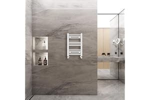 Warmehaus Radiador de toallero con calefacción recta, color blanco, 600 x 400 mm, radiadores de calefacción central para baño y cocina