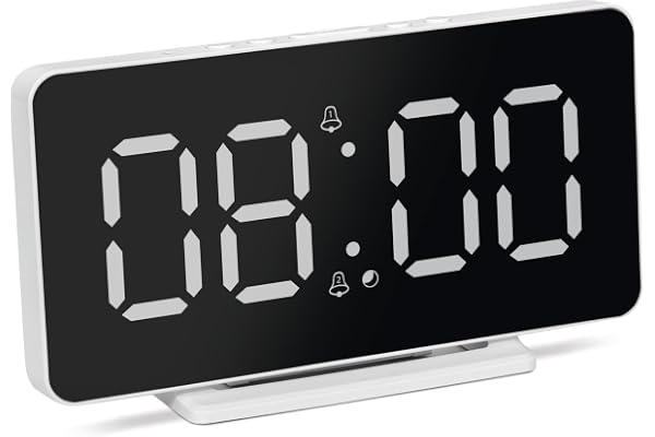 TechniSat Viola AC-1 digital väckarklocka med 4,5 tums stor LCD-skärm (visning av tid, datum och temperatur, dimbar, 2 larmti
