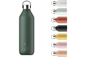 Chilly's Bottle Serie 2 - Botellas térmicas de Acero Inoxidable con gollete Suave y asa - Pine Green, 1000ml