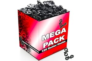 S4U Gutter Hooks for Outdoor Lights 120pcs Plastic S Gutter Clips for Hanging Outside Christmas Lights, String Lights, Icicle Fairy Lights - Black