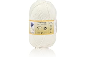 ETREXONLINE Ovillos de Algodón Premium – Hilo de Algodón para Tejer a Crochet 100% Natural, 100g y 220m - Ideal para Tejido y Ganchillo (Crudo -1unit)