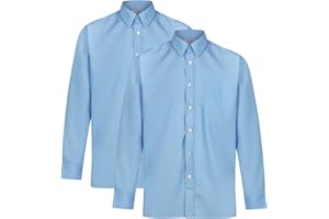 Trutex 2 Pack Long Sleeve Boys School Shirts (3-16+ Years) Durable Boy's Button-Down Shirts, 2 x Non-Iron Long Sleeve School Shirts Boys - Genuine School Uniform