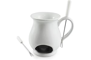 Swissmar F66327 Indulge Chocolate Fondue Mug Set 4-Piece, Ceramic/Stainless Steel, White, 125ml, Tealight Candle Heated, Dishwasher Safe, Gift Boxed