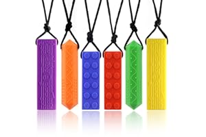 Tuxepoc Sensory Chewing Necklace 6 Pack,for Kids with,ADHD,Autism,Biting Needs,Oral Motor Chewy Tool,Silicone chewlery Necklace
