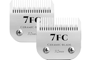 LEEWORKS Detachable Pet Dog Grooming Clipper Ceramic Blades，Size 7FC Cut Length 1/8"(3.2mm) Replacement Blades Compatible with Andis Dog Clippers，Compatible with Wahl/Oster A5, KM Series Clippers,2 Pack