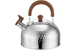 Syfunlv Bouilloire Sifflante Induction 2 L Inox Théières, Bouilloire Sifflante, Poignée Résistante à la Chaleur, Tous Feu Donc Induction, Théière avec Sifflet pour Thé, Café, 22 * 23 * 18.5cm
