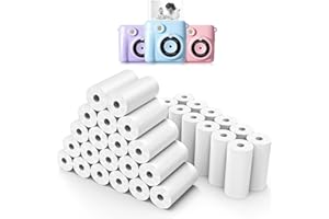 Hikkon 32 Rolls Kids Instant Camera Refill Print Paper - Photo Print HD Printing Thermal Print Paper Rolls for Most Kids Instant Digital Camera (White)