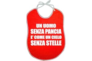 MAGIE DI CASA Bavaglione per Adulto con Frasi Divertenti - Bavaglione cm.45X60 con transfer - Made in Italy, spiritoso, feste, cene, cucina, cuoco, chef (PANCIA)