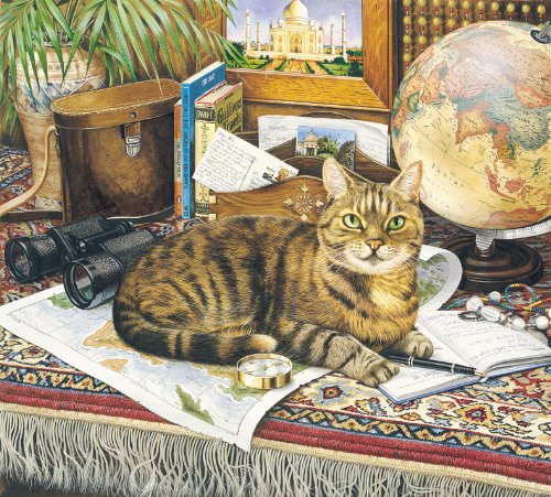 OFA Greeting Cards Gulliver, Le Chat dans l'étude, Carte de Vux par Geoff Tristram Carte de Vux, Dimensions?: Environ 140 x 140 mm