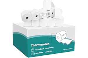 Inoverse EC-Cash - Rotoli di carta termica 57 mm x 45 mm x 12 mm, rotoli di carta termica da 25 m, 50 rotoli, per sistemi di cassa, dispositivi EC e bancomat, senza BPA