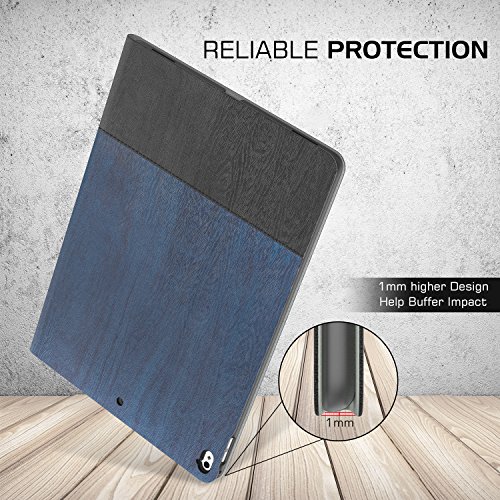 MoKo Hülle für Neu iPad Pro 12.9 2017 – Stoßfest Ledertasche Schutzhülle mit Auto Sleep/Wake up Funktion, Standfunktion und PC Bumper für Apple New iPad Pro 12.9 Zoll 2017 & 2015 Tablet, Blau/Grau - 5