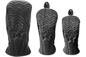 MIOYOOW Coprimazze da Golf, 1/3 Pezzi Copritesta da Golf di Stampa a Stelle e Strisce in PU Morbido, Copricapo da Golf Adattano Alla Maggior Parte