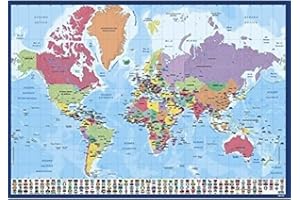 Grupo Erik - Sous-Main Bureau Carte du Monde | Portugais | Sous-Main Bureau Enfant | Protège Bureau Enfant 34 x 49cm TSEPT012