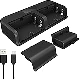 Xbox One Battery Pack, 2PCS x 800mAh Xbox One Rechargeable Battery with Charging Box, 1FT Micro USB Charging Cable and LED Ch