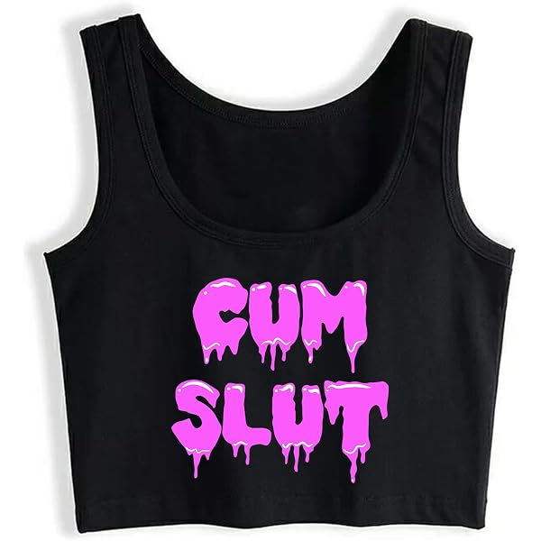 Cum Slut Sexy Crop Top Daddys Slut Yoga Sport Workout Crop Top