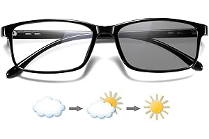 KANASTAL Occhiali Luce Blu Fotocromatici Uomo Donna Computer Quadrati Trasparenti Anti Affaticamento Photochromic Blue Light Glasses per PC Gaming TV Cellulare
