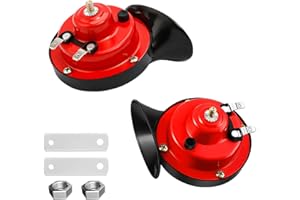 CGEAMDY 300DB Schnecke Air Horn, 2 Stücke 12V Elektrisches Schneckenhorn Super Laute Hupe, Wasserdicht Schneckenlufthorn Kit für Autos Züge Boote Motorrad LKW (Rot)
