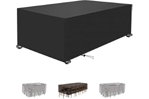KADING Housse de Protection pour Table 145x85x80cm Noir Rectangulaire Housse Salon de Jardin Imperméable Anti-UV 420D Oxford Tissu Housse de Table Chaise Meubles de Jardin Extérieure