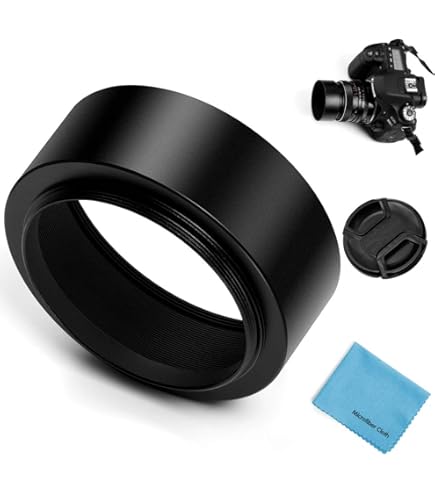 52 mm groothoeklenskap, Fotover universele metalen lenskap met lensdop met centrale knijpknop voor Canon, Nikon, Sony, Pentax, Olympus, Fuji camera microvezel schoonmaakdoekje