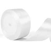 White Ribbon 40mm Wide Thick Satin Ribbon White Ribbon Wedding Car Ribbon for Gift Wrapping Hair Accessories Bouquets Crafts