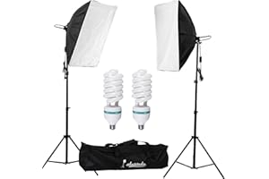 Abeststudio 2x 135W Continuous Lighting Kit 20"x28"/50x70cm Softbox Soft Box Photo Studio Set Light Bulbs Lamp 5500K Photography E27 Socket Softboxes UK Plug