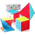 AUTHFORT 3 X 3 Twisty Cube 2X2 3X3 And Pyraminx Pyramid Triangle High Speed Stickerless Cube Combo Pack Of 4 For Kid (4 Pieces)