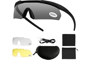 Feyachi Safety Glasses, Tactical Shooting Glasses with 3 Interchangeable Lens, Safety Sunglasses, Clear Cycling Glasses, Eye Protection Impact Resistant for Work, Hunting, Fishing, Cycling