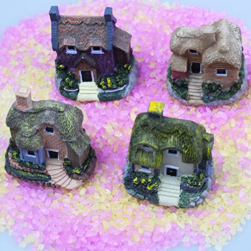LJY 4 teilig Miniatur Fairy Garden House Statuen für Puppenhaus DIY Home Garten & Terrasse Dekoration - 5