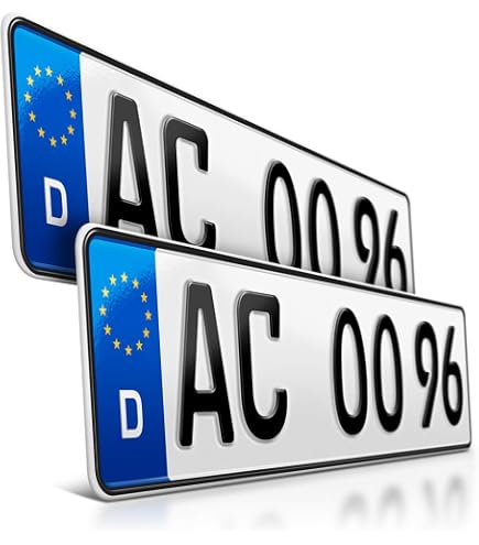 L & P Car Design High-Gloss Black Short License Plate Holder (2-Pack) - 46cm/460mm Fit With Screws