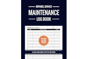 Maintenance log book, Maintenance record log book, Service record log book, Repairs record log book, Maintenance log book journal, Maintenance record book journal