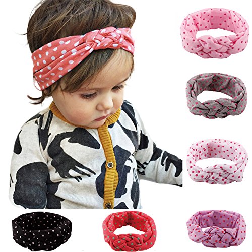 Trendyline 6Pcs Cute Baby Girl Turban Headband Hair Bows Cross Knot Hair Clips for Babies