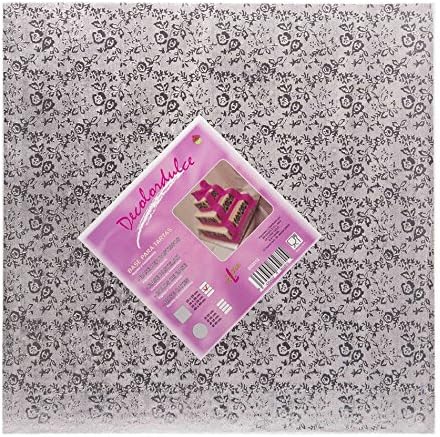 decolordulce sg2212 Base Cake, Cardboard and Paper, Silver, 35 x 35 x 3 cm