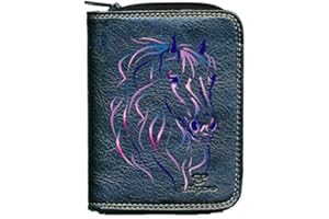 Syl'la Porte Monnaie Porte Carte Noir en Simili Cuir Motif Cheval