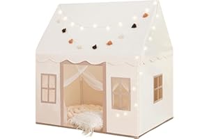 NIUEVLRS Kinderzelt mit Kissen, Spielzelt für drinnen und draußen, Kinderspielzelt für Mädchen und Jungen ab 3 Jahren, Spielzelt für Kleinkinder, 132 x 90 x 132 cm, mit Sternenlichtern und Flaggen