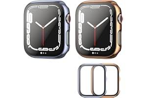 Haojavo Etui ochronne kompatybilne z Apple Watch Series 7 41 mm, 2 sztuki, etui 2 w 1, twarda ochrona i hartowana ochrona wyświetlacza, akcesoria do iWatch 41 mm, galwaniczne etui dla kobiet i