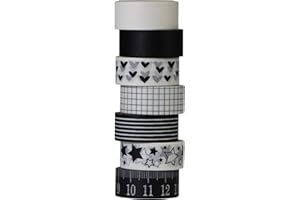 UOOOM aufodara zestaw 7 rolek taśmy Washi czarno-biała taśma maskująca naklejka papierowa taśma samoprzylepna deko scrapbooking DIY opakowanie prezentów rzemiosło