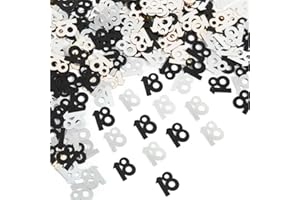 ERTZINLA 30g Black & Silver 18th Birthday Confetti Foil Metallic Glitz Table Scatter Sprinkles Age Bday Party Decorations