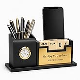 Teak Wood Personalized Wooden Pen Stand Desk Organiser With Pen Stand For Office Table Stylish,Elegant Gift For Boss,doctors,